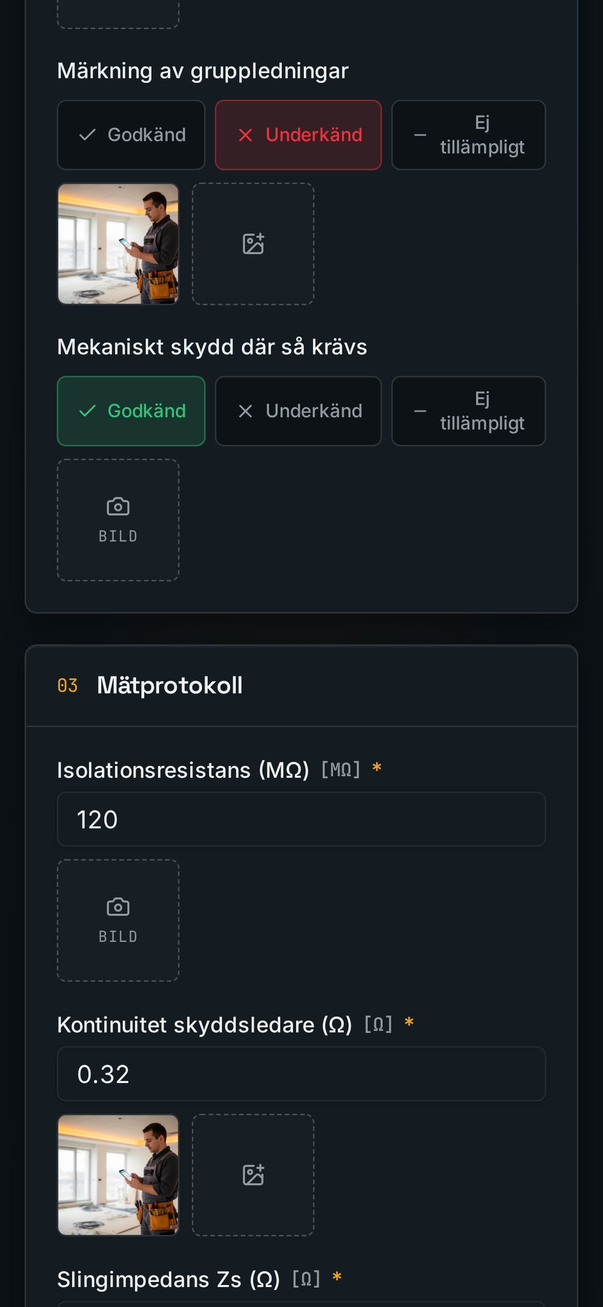 Egenkollen i mobilen: godkända och underkända kontrollpunkter, mätvärden och uppladdade foton